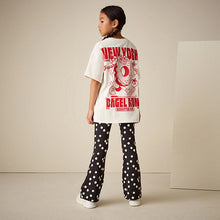 Load image into Gallery viewer, Black/White Spot 1 Pack Rib Flare Leggings (3-12yrs)