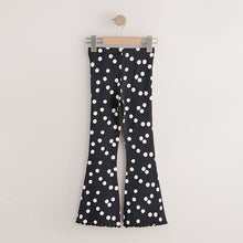 Load image into Gallery viewer, Black/White Spot 1 Pack Rib Flare Leggings (3-12yrs)
