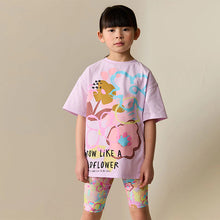 Load image into Gallery viewer, Lilac Purple Floral T-Shirt and Cycle Shorts Set (3-12yrs)