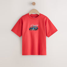 Load image into Gallery viewer, Red Car Embroidery Short Sleeve Graphic T-Shirt (3-12yrs)