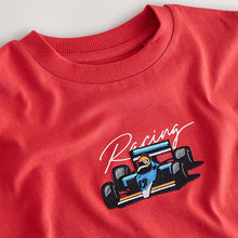 Load image into Gallery viewer, Red Car Embroidery Short Sleeve Graphic T-Shirt (3-12yrs)