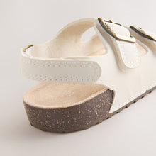 Load image into Gallery viewer, White Standard Fit (F) Double Buckle Cushioned Footbed Sandals