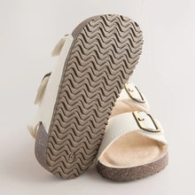 Load image into Gallery viewer, White Standard Fit (F) Double Buckle Cushioned Footbed Sandals