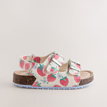 Load image into Gallery viewer, Red/White Strawberry Standard Fit (F) Double Buckle Cushioned Footbed Sandals