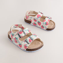 Load image into Gallery viewer, Red/White Strawberry Standard Fit (F) Double Buckle Cushioned Footbed Sandals