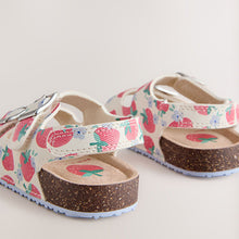 Load image into Gallery viewer, Red/White Strawberry Standard Fit (F) Double Buckle Cushioned Footbed Sandals