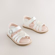 Load image into Gallery viewer, White Standard Fit (F) Heart Occasion Sandals