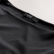 Load image into Gallery viewer, Black Soft Touch Slash Neck Half Sleeve T-Shirt