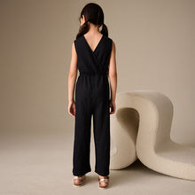 Load image into Gallery viewer, Black Crinkle Jersey Jumpsuit (3-11yrs)