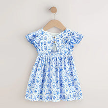 Load image into Gallery viewer, Blue Floral Angel Sleeve Dress (3mths-6yrs)