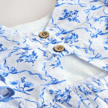 Load image into Gallery viewer, Blue Floral Angel Sleeve Dress (3mths-6yrs)