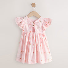 Load image into Gallery viewer, Pink Print Angel Sleeve Dress (3mths-6yrs)