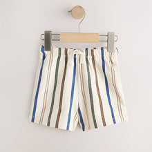 Load image into Gallery viewer, Sage Green Soft Yellow and Pastel Stripe Textured Shorts 3 Pack (6mths-6yrs)