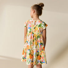 Load image into Gallery viewer, Multi Tropical Angel Sleeve Crinkle Dress (3-12yrs)