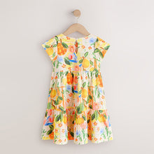 Load image into Gallery viewer, Multi Tropical Angel Sleeve Crinkle Dress (3-12yrs)