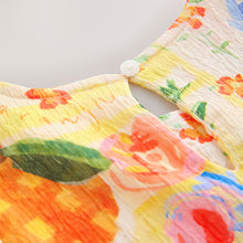 Load image into Gallery viewer, Multi Tropical Angel Sleeve Crinkle Dress (3-12yrs)