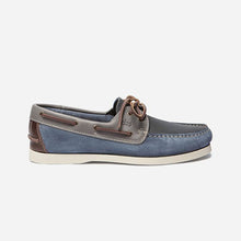 Load image into Gallery viewer, Men's Boat Shoes Blue Velvet Leather