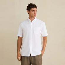 Load image into Gallery viewer, White Short Sleeve N.Premium 100% Cotton Regular Fit Oxford Shirt