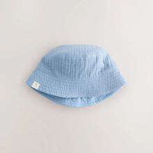 Load image into Gallery viewer, Blue and Beige Baby Bucket Hats 2 Pack