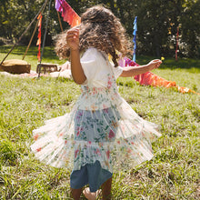 Load image into Gallery viewer, Pink Floral 100% Cotton Mesh Dress T-Shirt And Jeans Set (3mths-6yrs)