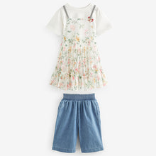 Load image into Gallery viewer, Pink Floral 100% Cotton Mesh Dress T-Shirt And Jeans Set (3mths-6yrs)