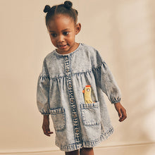 Load image into Gallery viewer, Blue Denim Character 100% Cotton Button Through Dress (3mths-6yrs)