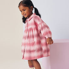 Load image into Gallery viewer, Red/Pink Check 100% Cotton Shirt Dress (3mths-6yrs)