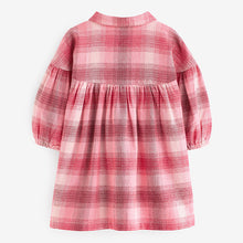 Load image into Gallery viewer, Red/Pink Check 100% Cotton Shirt Dress (3mths-6yrs)
