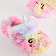 Load image into Gallery viewer, Multi Unicorn Faux Fur Clog Slippers