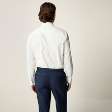 Load image into Gallery viewer, White Regular Fit Trimmed Formal Long Sleeve Shirt