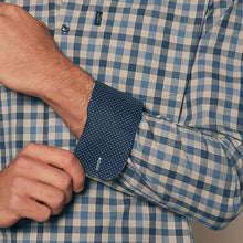 Load image into Gallery viewer, Blue/Charcoal Grey Marl Gingham Regular Fit Easy Iron Long Sleeve Single Cuff Oxford Shirt