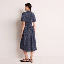 Load image into Gallery viewer, Blue Puff Sleeve Midi Dress