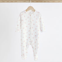 Load image into Gallery viewer, Pink 4 Pack Baby 100% Cotton Sleepsuits (0-18mths)