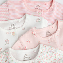 Load image into Gallery viewer, Pink 4 Pack Baby 100% Cotton Sleepsuits (0-18mths)