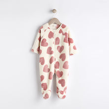 Load image into Gallery viewer, Pink heart Baby Zip Fleece Sleepsuit