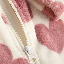 Load image into Gallery viewer, Pink heart Baby Zip Fleece Sleepsuit