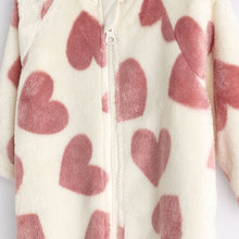 Load image into Gallery viewer, Pink heart Baby Zip Fleece Sleepsuit