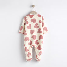 Load image into Gallery viewer, Pink heart Baby Zip Fleece Sleepsuit