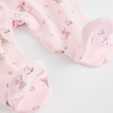 Load image into Gallery viewer, Pink/White Baby 100% Cotton Sleepsuits 3 Pack (0-12mths)