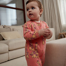 Load image into Gallery viewer, Multi Animal Baby Printed Cotton Zip Sleepsuits 3 Pack (0mths-18mths)