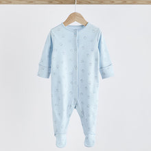 Load image into Gallery viewer, Blue 4 Pack Baby Bear Sleepsuit (0-18mths)