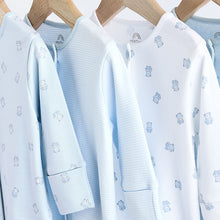 Load image into Gallery viewer, Blue 4 Pack Baby Bear Sleepsuit (0-18mths)