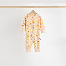 Load image into Gallery viewer, Orange Floral Baby Footless 100% Cotton Sleepsuits 4 Pack (0mths-18mths)