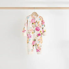 Load image into Gallery viewer, Orange Floral Baby Footless 100% Cotton Sleepsuits 4 Pack (0mths-18mths)