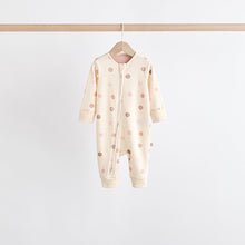 Load image into Gallery viewer, Brown/Pink Two Way Zip 100% Cotton Baby Sleepsuits (0mths-18mths)