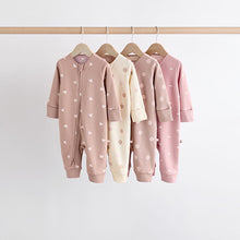 Load image into Gallery viewer, Brown/Pink Two Way Zip 100% Cotton Baby Sleepsuits (0mths-18mths)