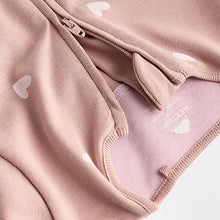 Load image into Gallery viewer, Brown/Pink Two Way Zip 100% Cotton Baby Sleepsuits (0mths-18mths)