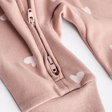 Load image into Gallery viewer, Brown/Pink Two Way Zip 100% Cotton Baby Sleepsuits (0mths-18mths)