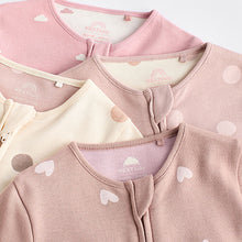Load image into Gallery viewer, Brown/Pink Two Way Zip 100% Cotton Baby Sleepsuits (0mths-18mths)