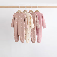 Load image into Gallery viewer, Brown/Pink Two Way Zip 100% Cotton Baby Sleepsuits (0mths-18mths)